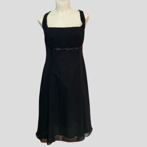 Jessica Little Black A- Line Dress Sleeveless Chiffon  Ribbon Bow Tie Size 16